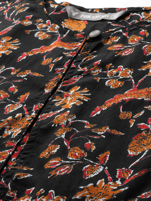 Inner Yoke Short Kurti for Women - Button Detail & 3/4 Sleeves