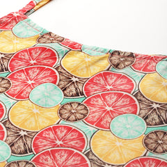 Cropped Sleeveless strap Peplum top with digital print on linen fabric.| Size- Small| Colour - Magenta, Yellow, Aqua