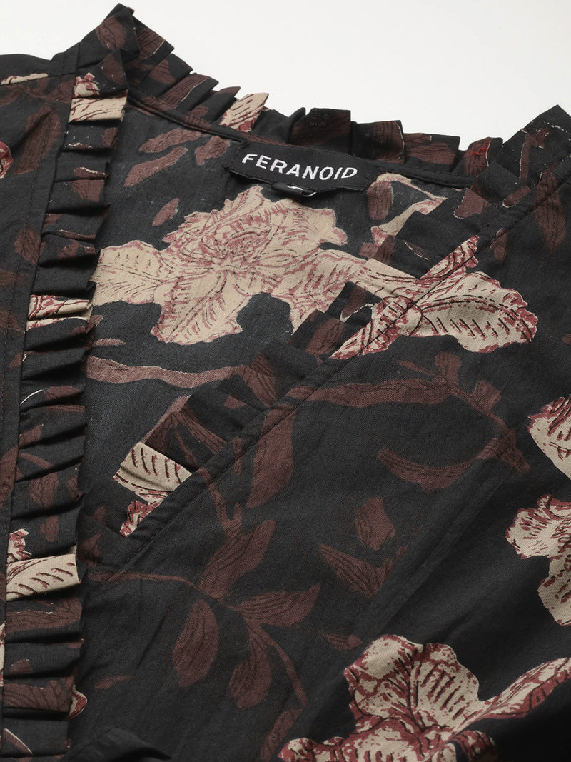 Floral Wrap Angrakha Dress – Lightweight Sleeveless Cotton Perfection