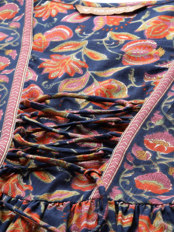 Princess Cut Top for Women - 3/4 Sleeves with Front Drawstrings