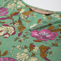 3/4 Sleeve Round Neck Vcut top Green2 Colour
