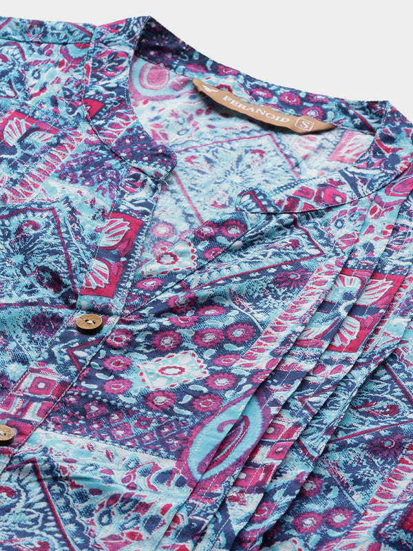 Elegant Mandarin Collar Printed Tunic – Stylish & Comfortable, Sizes