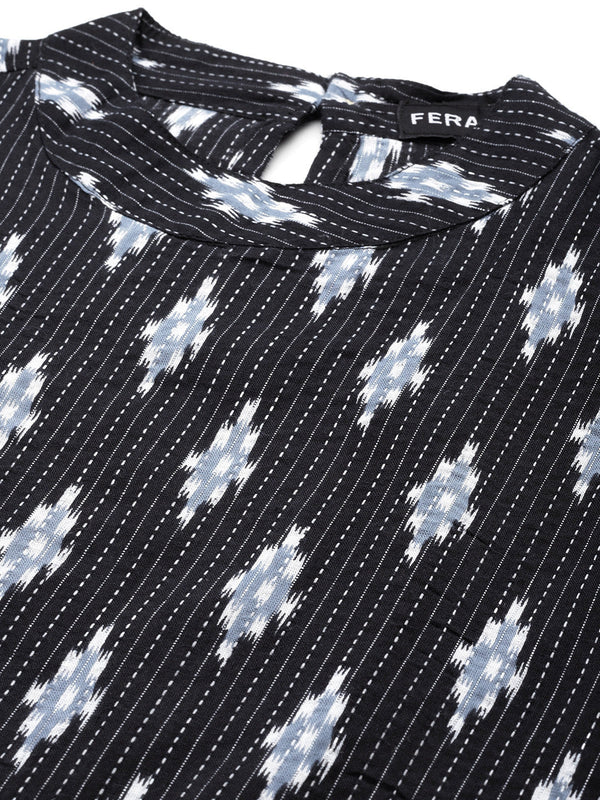 Cotton Printed Sleeveless Straight Long Kurti