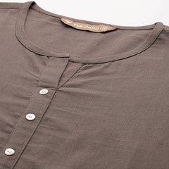 Elegant Short Kurti for Women –Button Detailing & 3/4 Sleeves | Round Neck |