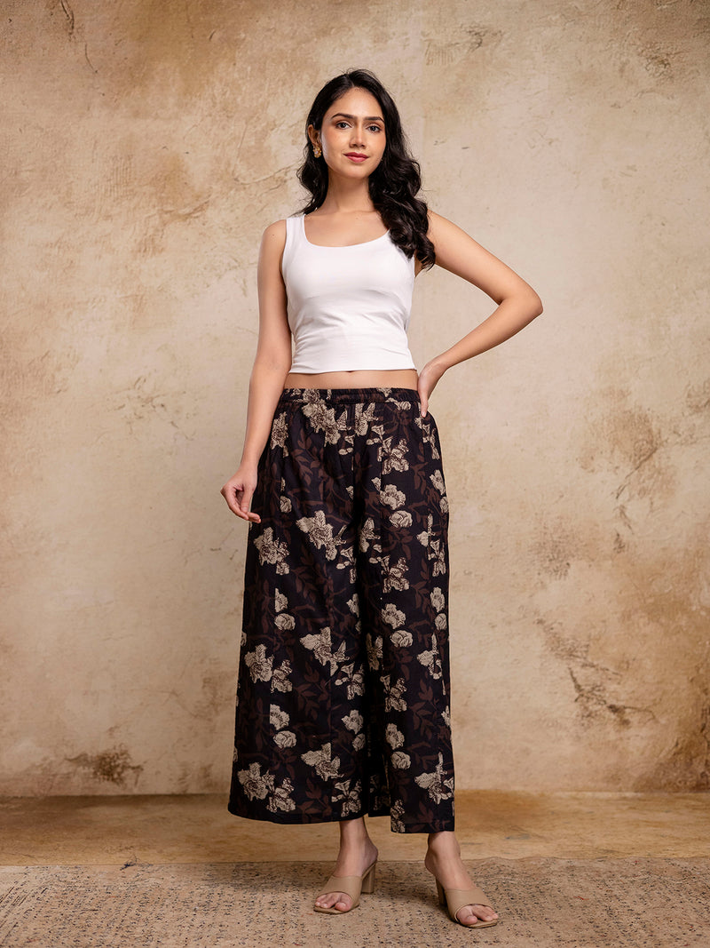 Women’s Elegant Cotton Printed Palazzos | Breathable & Flowy Fit