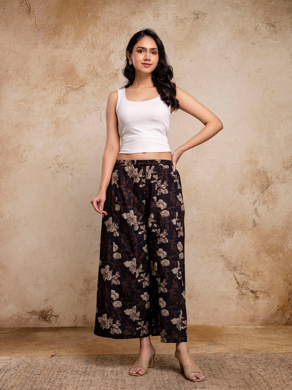 Women’s Elegant Cotton Printed Palazzos | Breathable & Flowy Fit