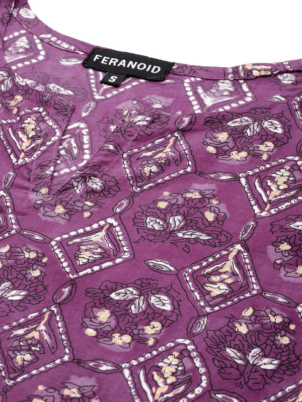 Cotton Printed V-Neck Short Kurti