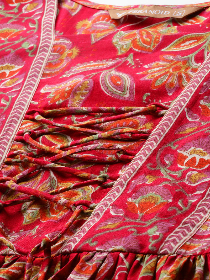 Princess Cut Top for Women - 3/4 Sleeves with Front Drawstrings