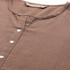 Elegant Short Kurti for Women –Button Detailing & 3/4 Sleeves | Round Neck |