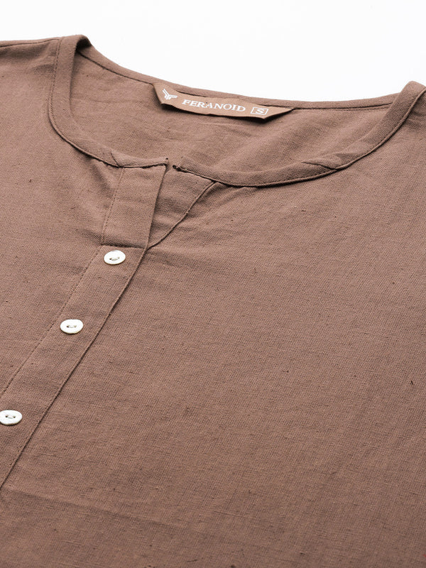 Elegant Short Kurti for Women –Button Detailing & 3/4 Sleeves | Round Neck |