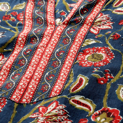 Empress Short Kurti for Women - V-Cut Neckline with Border Detail & 3/4 Sleeves