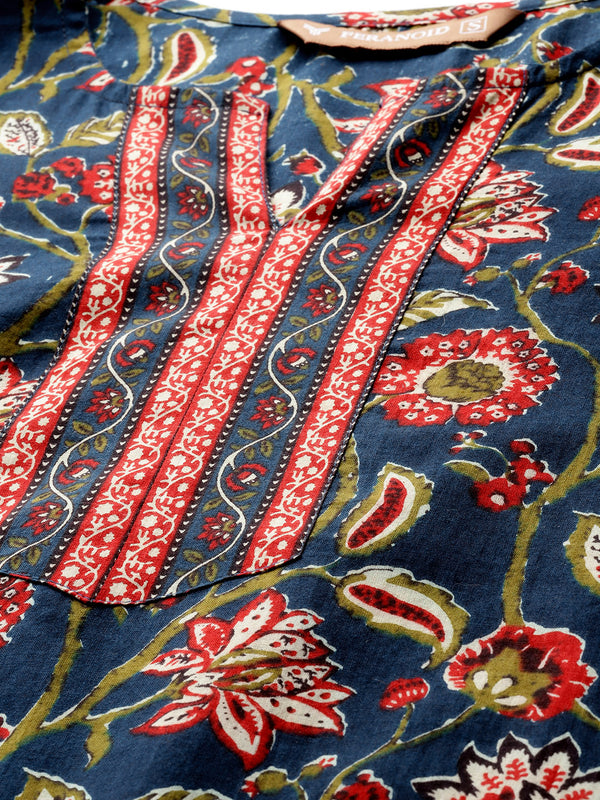 Empress Short Kurti for Women - V-Cut Neckline with Border Detail & 3/4 Sleeves