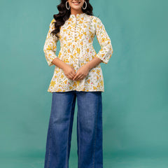 Tunic – Mandarin Collar, 3/4 Sleeves, Flattering Fit (Sizes S–XXL)