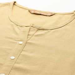 Elegant Short Kurti for Women –Button Detailing & 3/4 Sleeves | Round Neck |