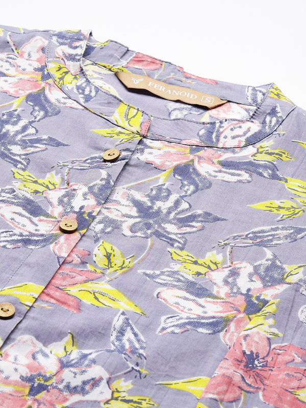 Printed Mandarin Shirt – Casual & Chic