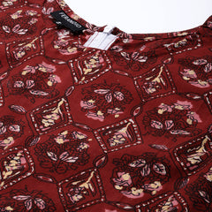 Elegant Floral Sleeveless A-Line Kurti with Back Zip Closure