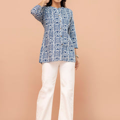 Elegant Mandarin Collar Printed Tunic – Stylish & Comfortable, Sizes