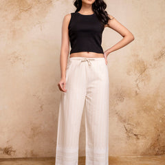 Women’s Cotton Embroidered Wide-Leg Palazzos | Soft, Breathable & Elegant