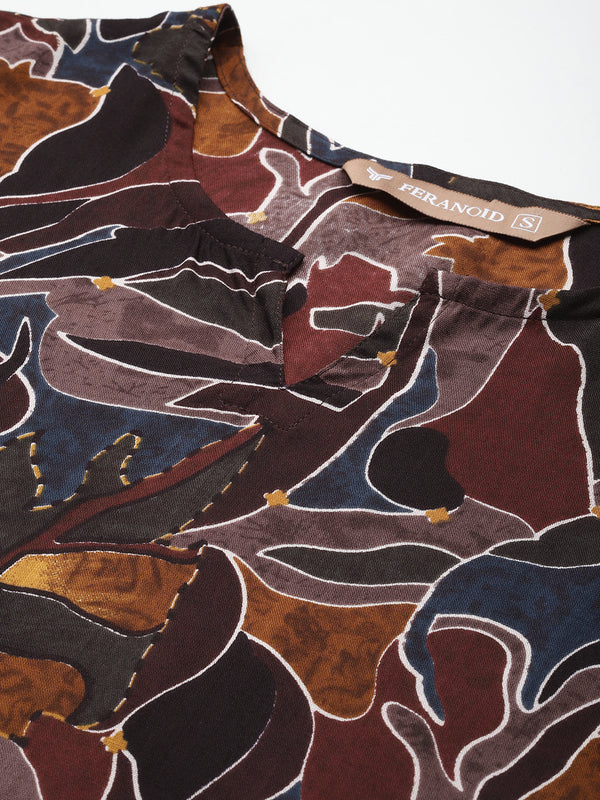 3/4 Sleeve Round Neck Vcut top Multi Colour