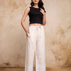 Women’s Cotton Embroidered Wide-Leg Palazzos | Soft, Breathable & Elegant