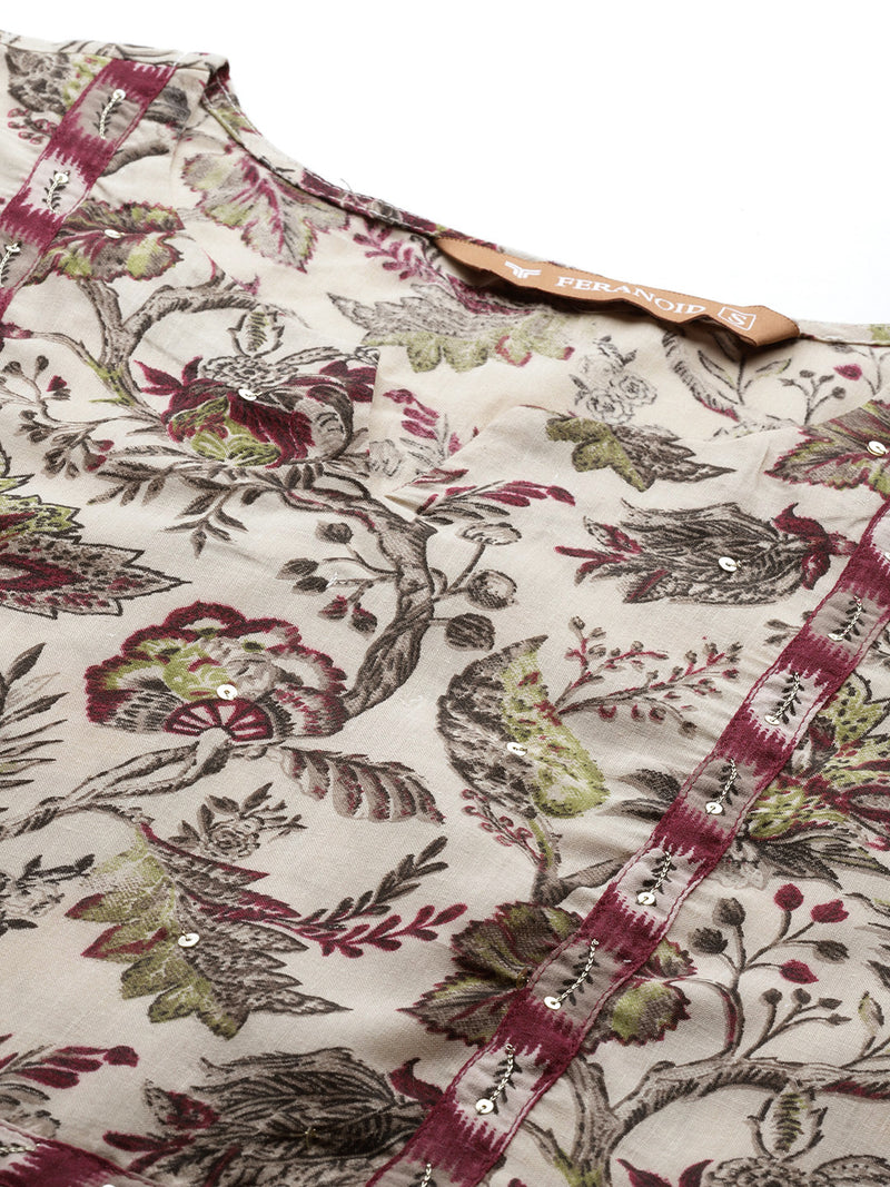 Round V-Cut Neck 3-Piece Kurta Set with Ankle-Length Pants & Full-Length Dupatta (Size S-XXL).