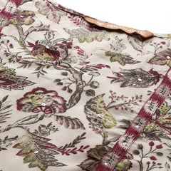 Round V-Cut Neck 3-Piece Kurta Set with Ankle-Length Pants & Full-Length Dupatta (Size S-XXL).