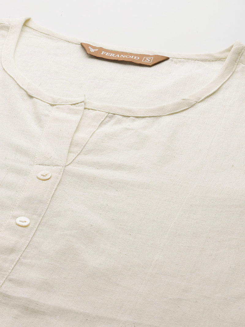 Elegant Short Kurti for Women –Button Detailing & 3/4 Sleeves | Round Neck |