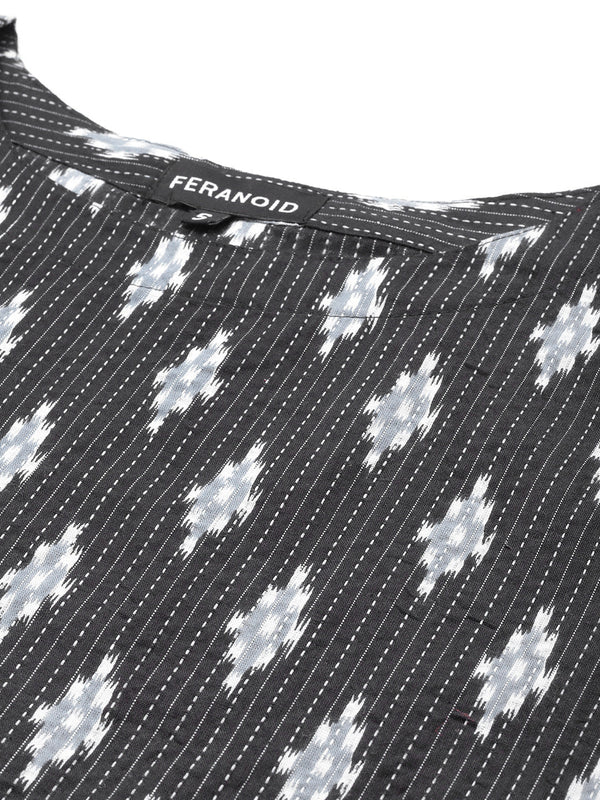 Cotton Boat Neck Sleeveless Straight Kurti