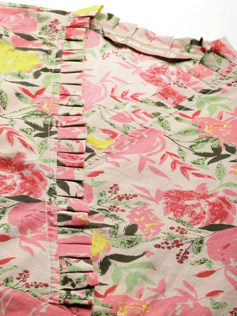 Floral Wrap Angrakha Dress – Lightweight Sleeveless Cotton Perfection