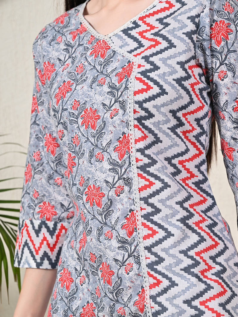 Graceful Wrap-Style Angrakha Cotton Kurti for Everyday Wear