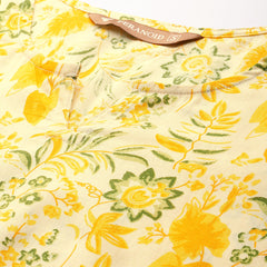 3/4 Sleeve Round Neck Vcut top Yellow Colour