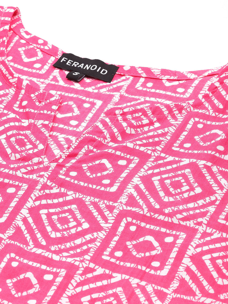 Cotton Printed V-Neck Short Kurti