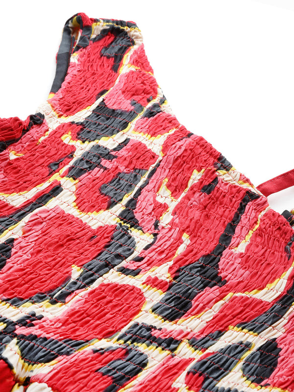 Women’s Rayon One-Shoulder Dress with Smocked Bodice & Flared Skirt – Bright Summer Colors