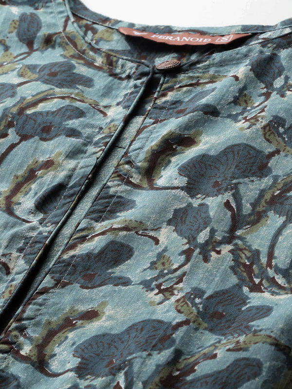 Inner Yoke Short Kurti for Women - Button Detail & 3/4 Sleeves