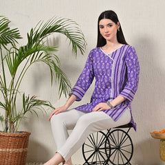 Graceful Wrap-Style Angrakha Cotton Kurti for Everyday Wear