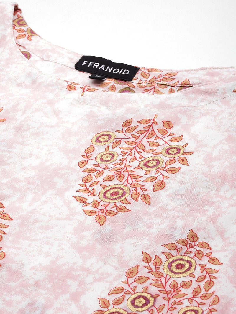 Feranoid Cotton Boat Neck Sleeveless Straight Kurti