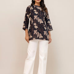 Elegant Mandarin Collar Printed Tunic – Stylish & Comfortable, Sizes