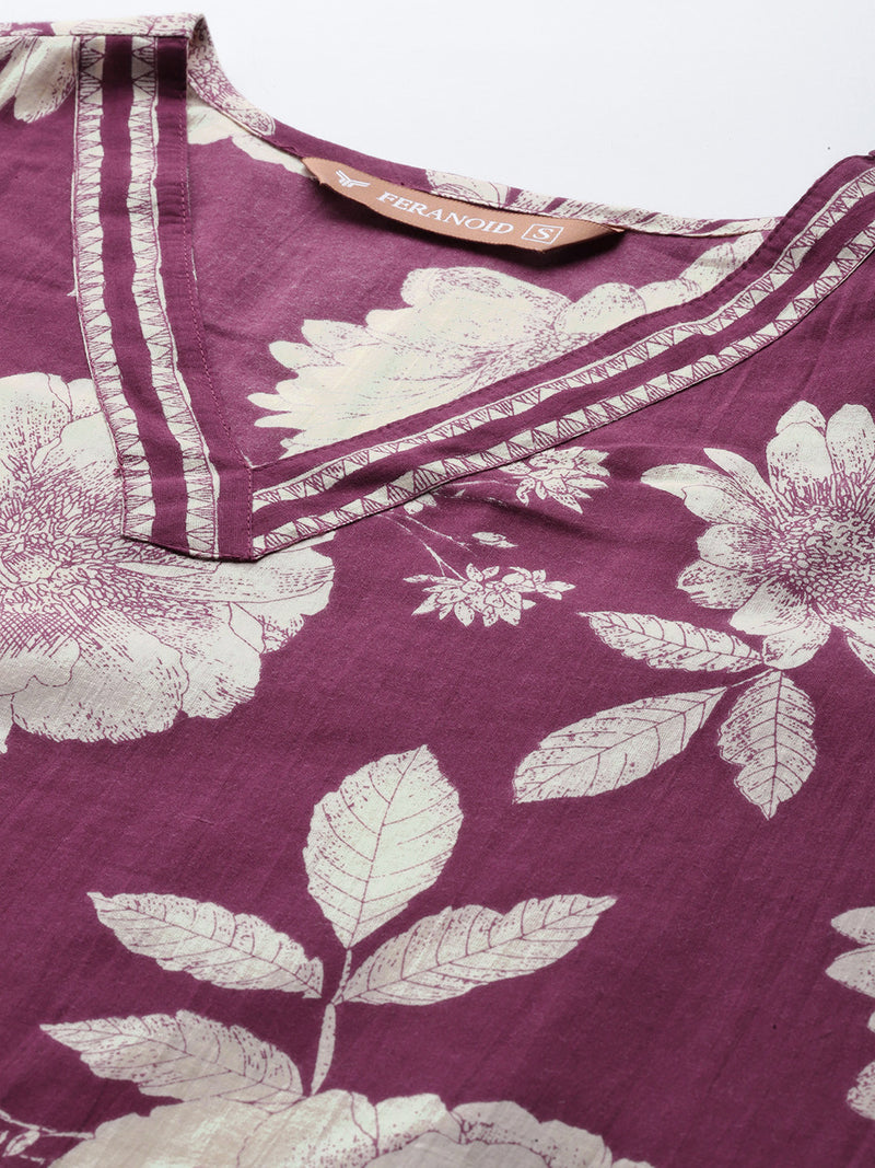 Bodered V-Neck 3-Piece Kurta Set with Ankle-Length Pants & Full-Length Dupatta (Size S-XXL).
