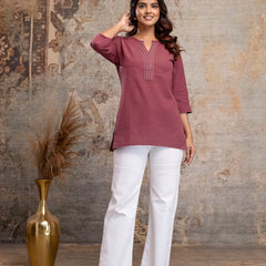 Elegant Short Kurti for Women – 3/4 Sleeves | Round Neck |
