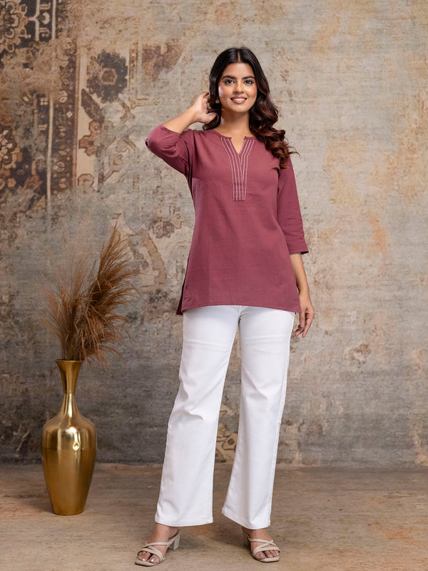 Elegant Short Kurti for Women – 3/4 Sleeves | Round Neck |