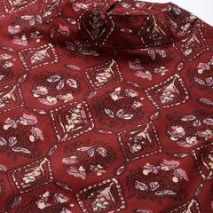 Women’s Pure Cotton Angrakha Kurti with Floral Print | 3/4 Sleeves | Adjustable Side Tie | Sizes S–XXL