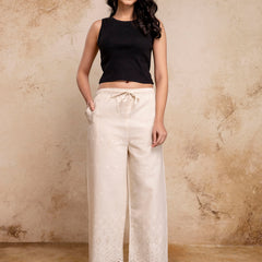 Women’s Cotton Embroidered Wide-Leg Palazzos | Soft, Breathable & Elegant