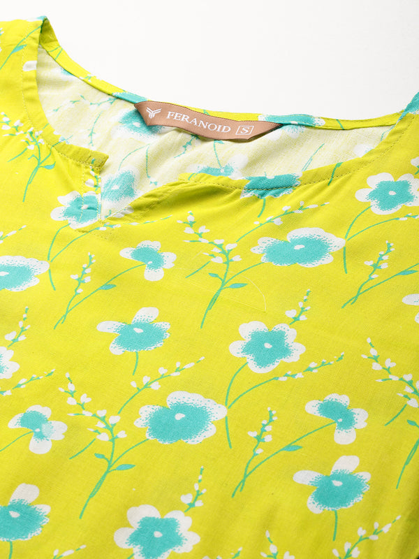 3/4 Sleeve Round Neck Vcut top Green1 Colour