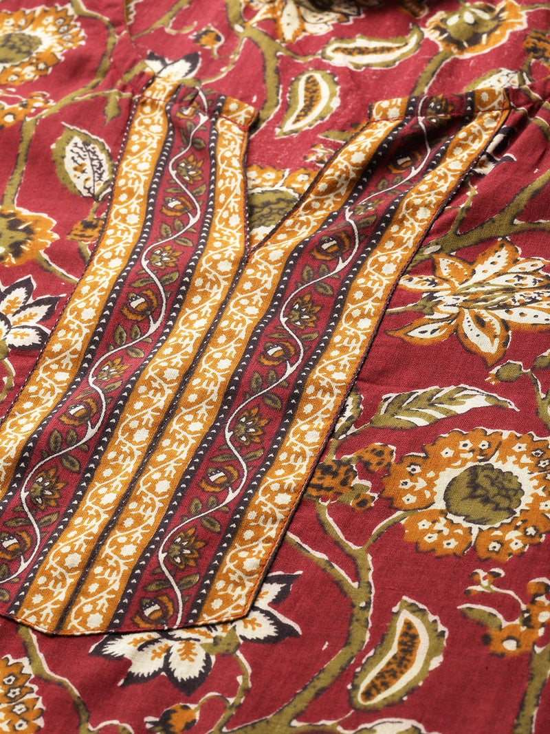 Empress Long Kurta for Women - V-Cut Neckline with 3/4 Sleeves