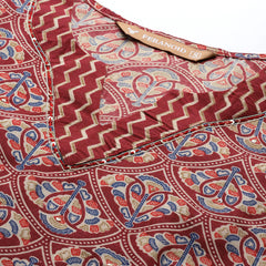 Round V-Cut Neck 3-Piece Kurta Set with Ankle-Length Pants & Full-Length Dupatta (Size S-XXL).