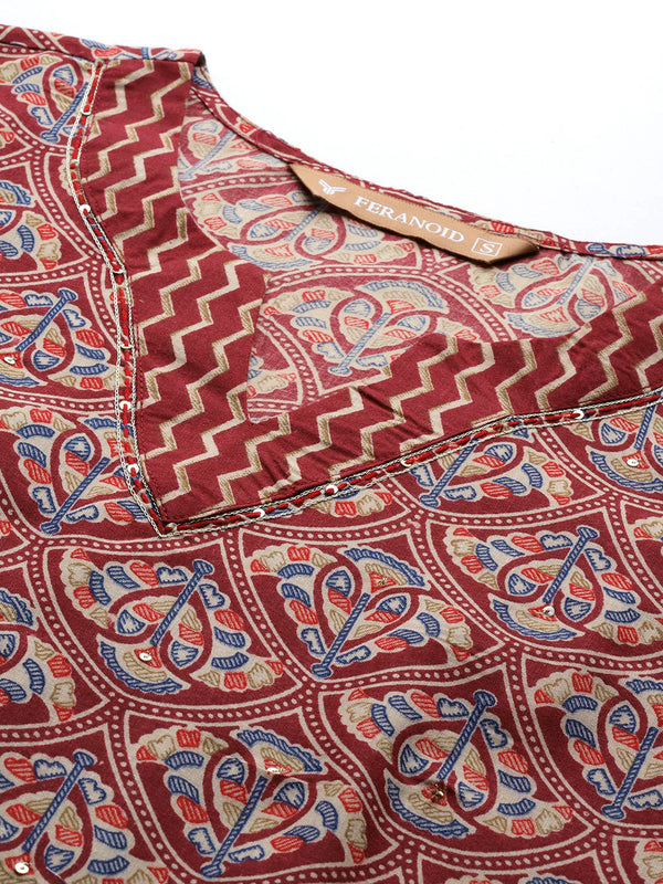 Round V-Cut Neck 3-Piece Kurta Set with Ankle-Length Pants & Full-Length Dupatta (Size S-XXL).