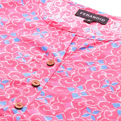 Floral Print 4 Button Straight Kurti
