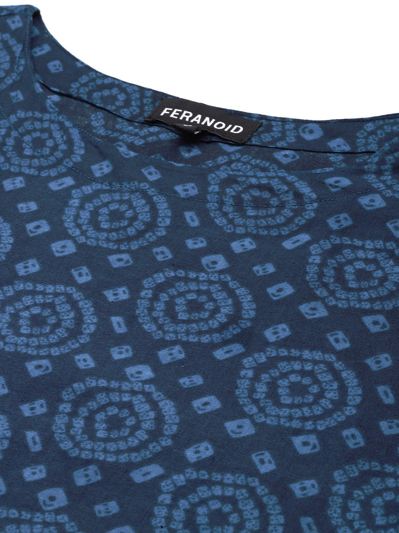 Cotton Boat Neck Sleeveless Straight Kurti