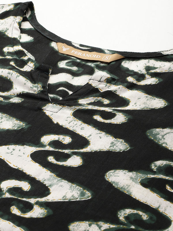 3/4 Sleeve Round Neck Vcut top Black Colour