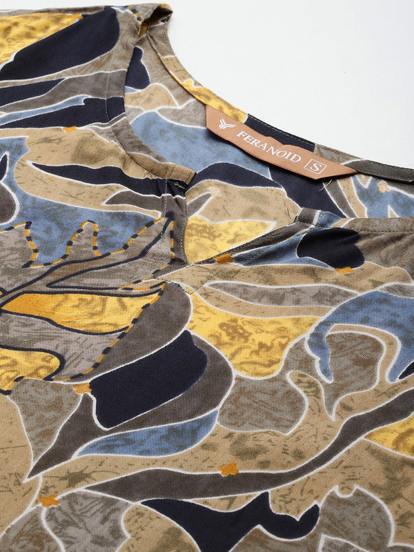 3/4 Sleeve Round Neck Vcut top Multi1 Colour